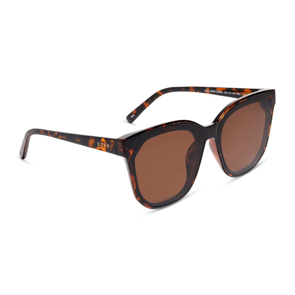 Sia Square Sunglasses Black Brown Tortoise & Solid Brown DIFF Eyewear
