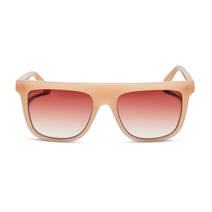 diff eyewear stevie square sunglasses with a faded peach citrus acetate frame and peach dusk gradient lenses front view