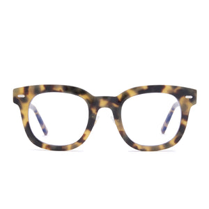 diff eyewear summer square glasses with a hazel tortoise acetate frame and prescription lenses front view