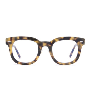diff eyewear summer square glasses with a hazel tortoise acetate frame and prescription lenses front view