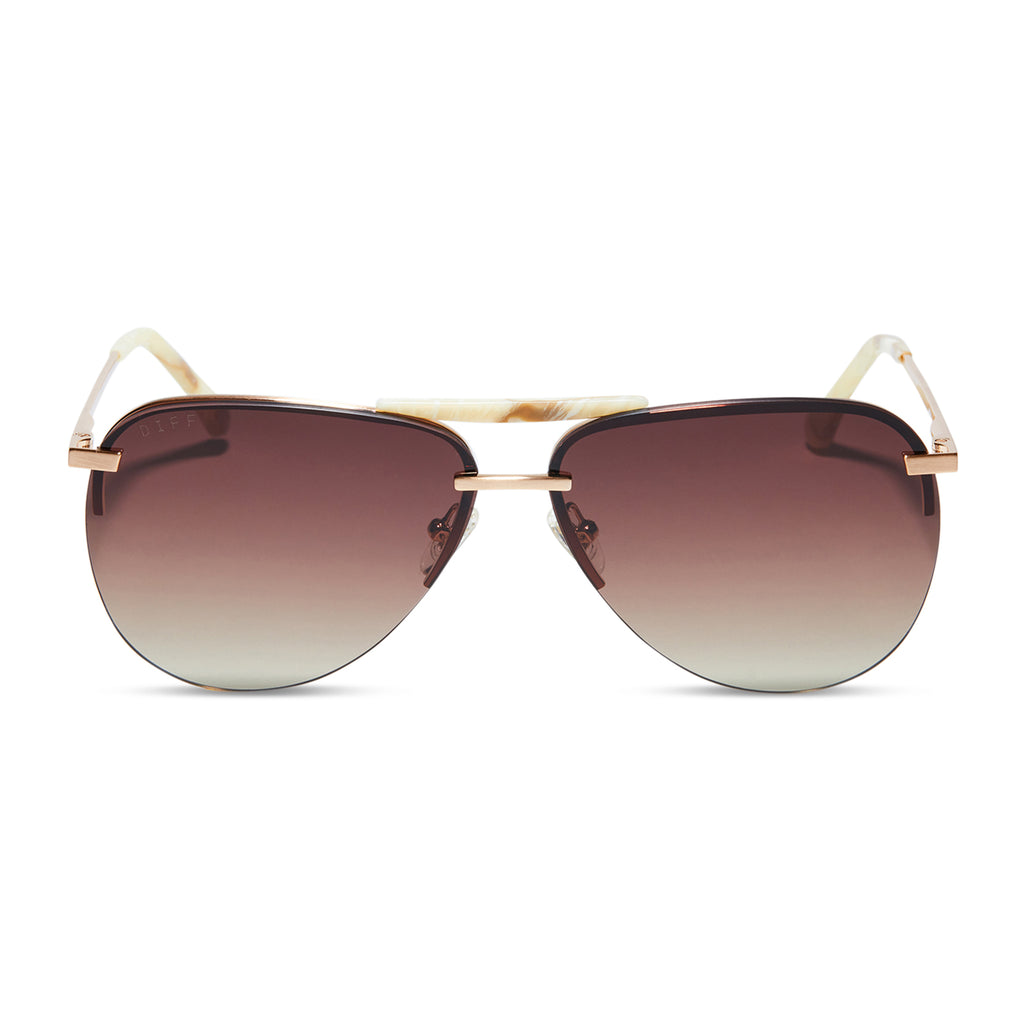 Tahoe Aviator Sunglasses | Brushed Gold & Brown Gradient Polarized ...