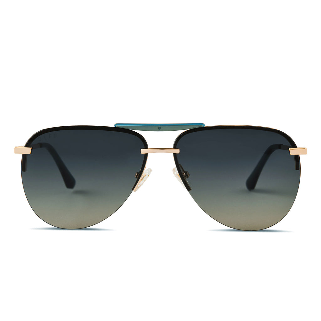 Tahoe Aviator Sunglasses Gold & Blue Gradient Polarized DIFF Eyewear