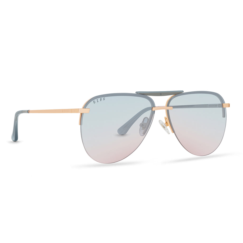 Tahoe Aviator Sunglasses Gold Frame, Blue to Lavender Lens DIFF Eyewear