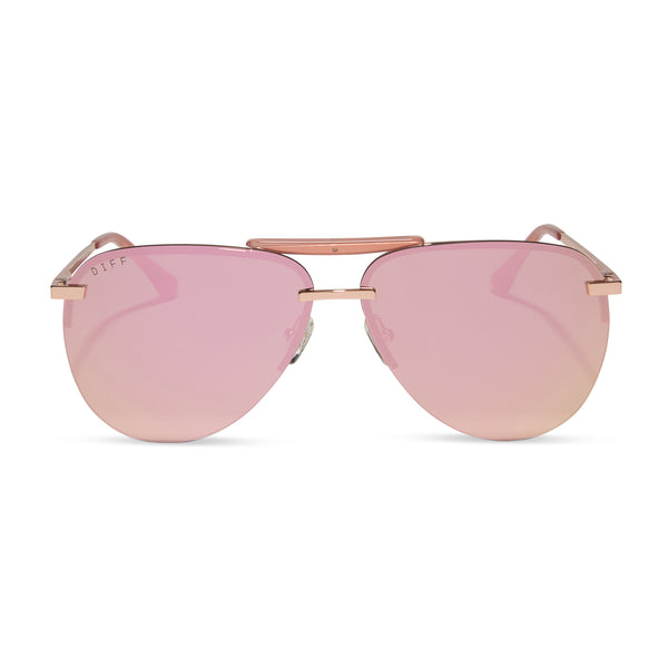 tahoe - rose gold + cherry blossom mirror sunglasses