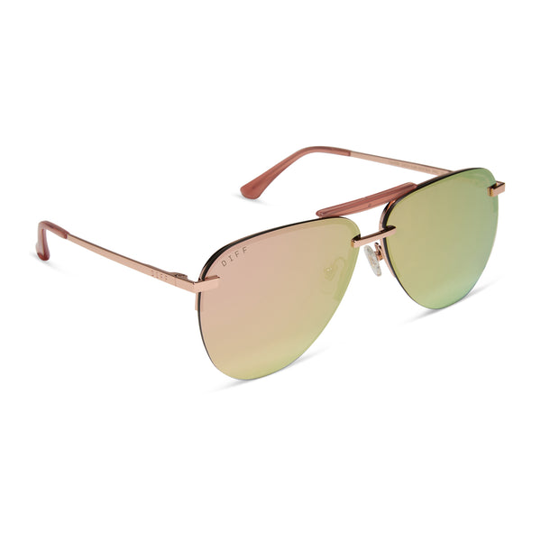 tahoe - rose gold + cherry blossom mirror sunglasses 2