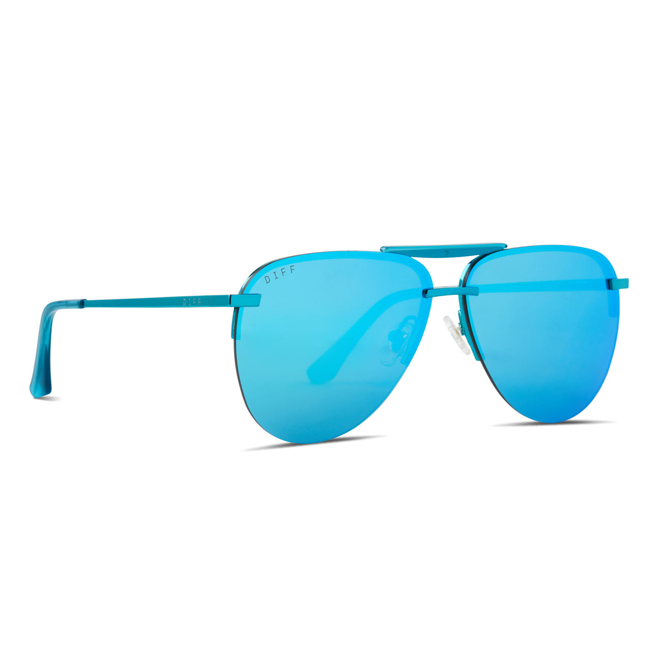Tahoe Aviator Sunglasses Turquoise Metallic & Teal Mirror DIFF Eyewear