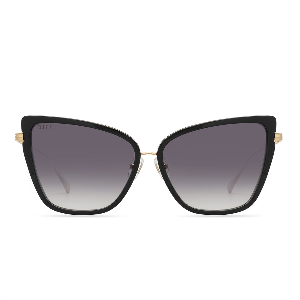 Valerie Sunglasses | Gold Frame & Grey Gradient Lenses | DIFF Eyewear