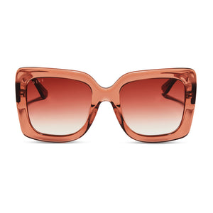 diff eyewear vanessa square sunglasses with a peach dusk acetate frame and peach dusk gradient lenses front view
