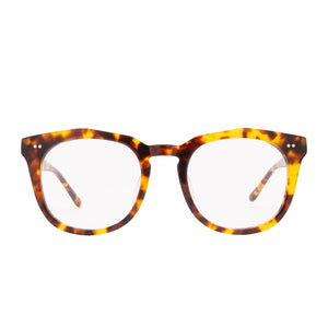 diff eyewear weston round glasses with a amber tortoise acetate frame and prescription lenses front view