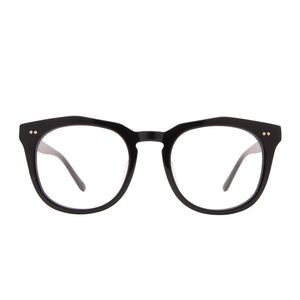 diff eyewear weston round glasses with a black acetate frame and prescription lenses front view