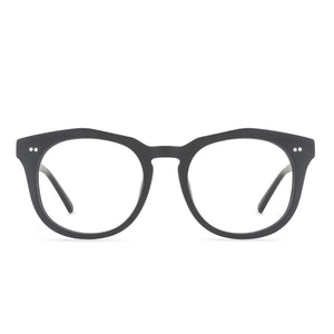 diff eyewear weston round glasses with a black acetate frame and prescription lenses front view
