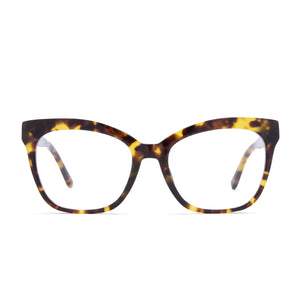 diff eyewear winston cat eye glasses with a amber tortoise acetate frame and prescription lenses front view