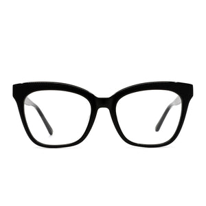 diff eyewear winston cat eye glasses with a black acetate frame and prescription lenses front view
