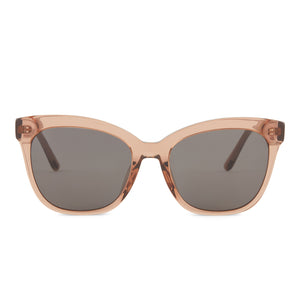 jessie james decker x diff eyewear winston square sunglasses with a cafe ole acetate frame and solid grey lenses front view