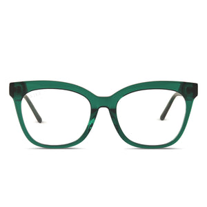 diff eyewear winston cateye glasses with a deep ivy frame and prescription lenses front view 
