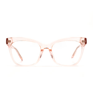 diff eyewear winston cat eye glasses with a rose crystal acetate frame and prescription lenses front view