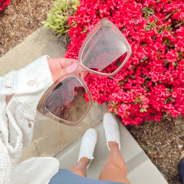 becky iv - vintage crystal + brown gradient sunglasses 3
