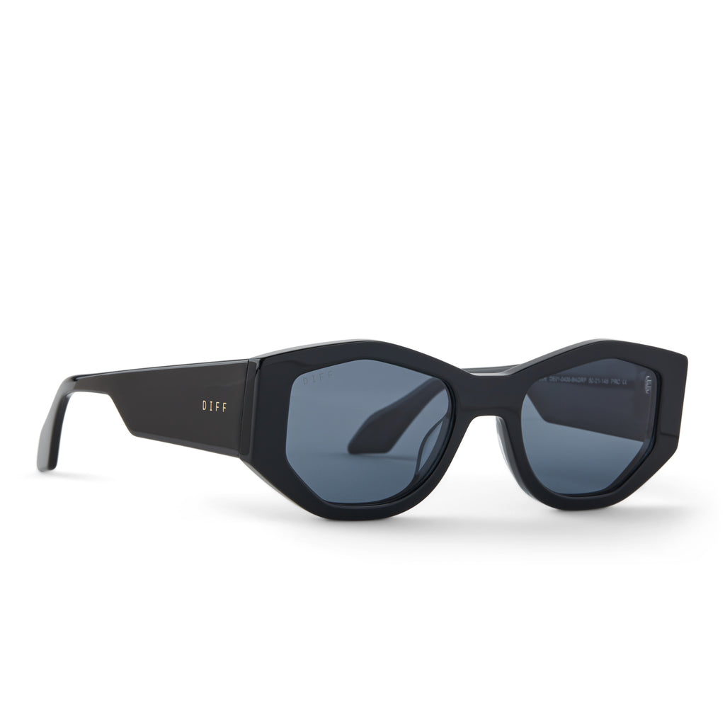 Zoe Oval Sunglasses Black & Grey Polarized DIFF Eyewear