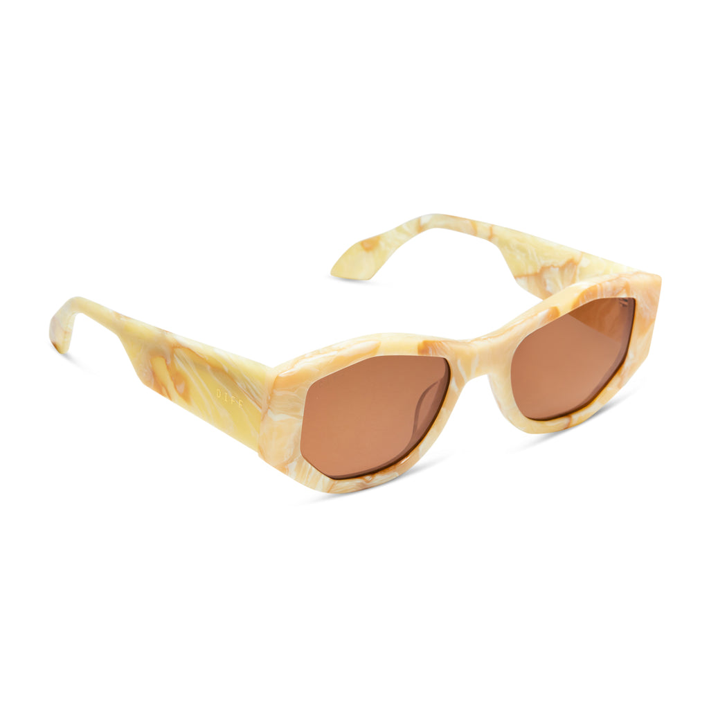 Zoe Oval Sunglasses Milk N Honey & Brown DIFF Eyewear