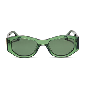 diff eyewear zoe oval sunglasses with a sage green crystal acetate frame and g15 lenses front view