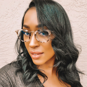 aliyapatrice wearing RUE - CREAM TORTOISE + CLEAR