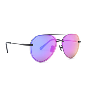 Lenox Aviator Sunglasses | Matte Black & Purple Mirror Lenses | DIFF Eyewear