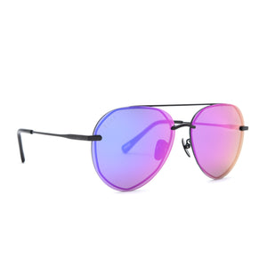 Eyewear DIFF Black Mirror Lenox Lenses | Matte | Aviator & Purple Sunglasses
