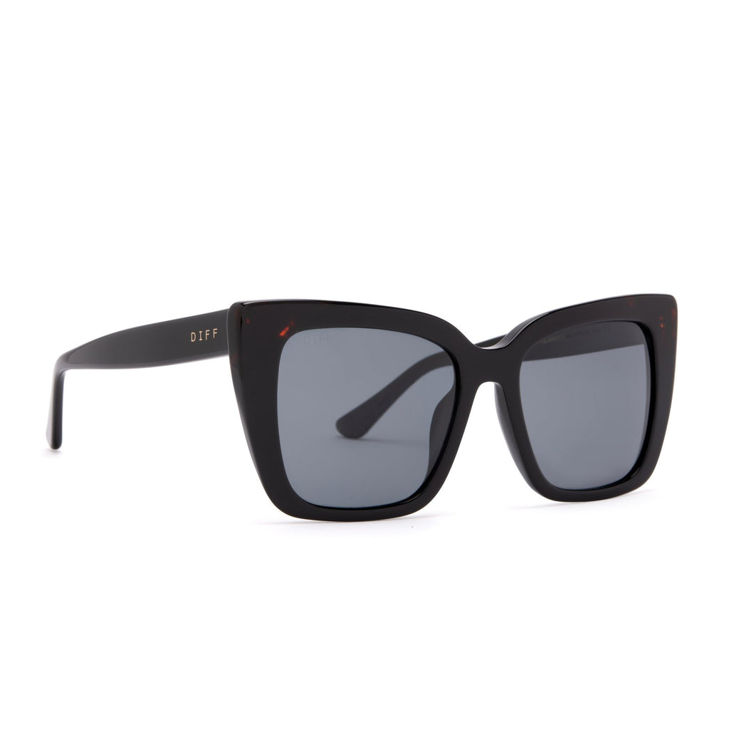 Lizzy Cat Eye Sunglasses Black & Grey Polarized Lenses DIFF Eyewear