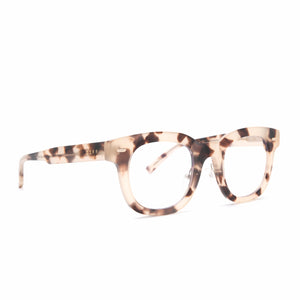 Prescription Square - Cream Tortoise Glasses Frame - Clear RX Lens - Rue by Diff Eyewear