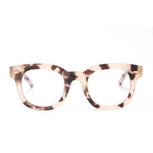 Summer Square Glasses Cream Tortoise Blue Light Technology