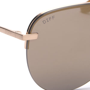 Diff Eyewear Tahoe Designer Aviator Sunglasses for Women 100% UVA/UVB, Brushed Gold + Gold Mirror